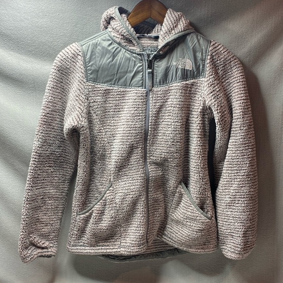 The north face pink and gray full zip hood jacket size medium - Picture 1 of 3